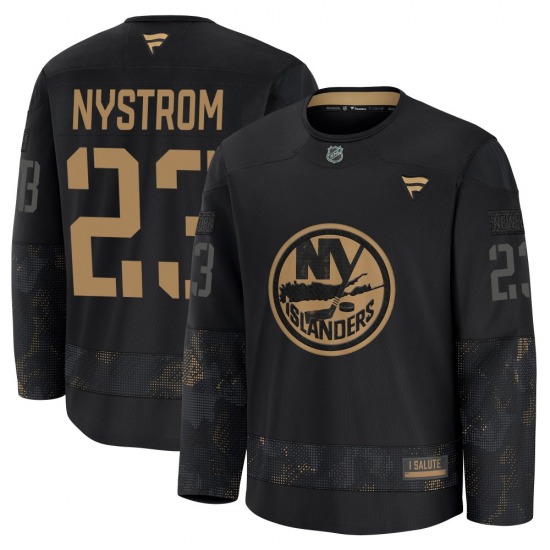 Adult Premium New York Islanders Bob Nystrom Black 2024 Military Appreciation Practice Official Fanatics Jersey
