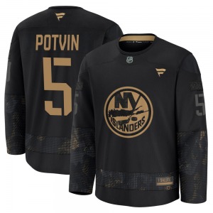 Adult Premium New York Islanders Denis Potvin Black 2024 Military Appreciation Practice Official Fanatics Jersey