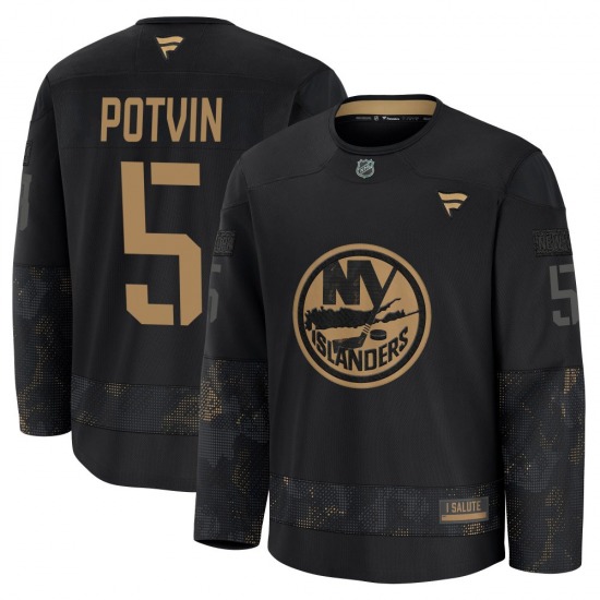 Adult Premium New York Islanders Denis Potvin Black 2024 Military Appreciation Practice Official Fanatics Jersey