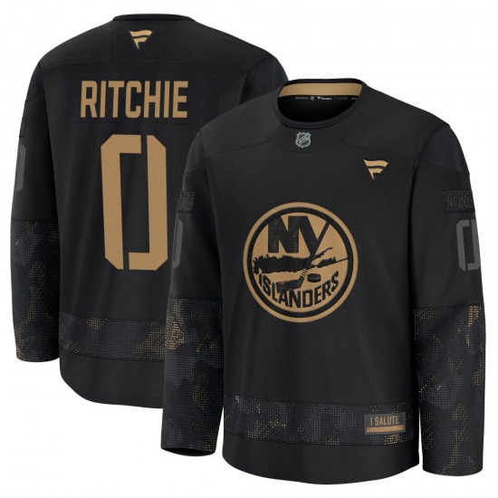 Adult Premium New York Islanders Calum Ritchie Black 2024 Military Appreciation Practice Official Fanatics Jersey