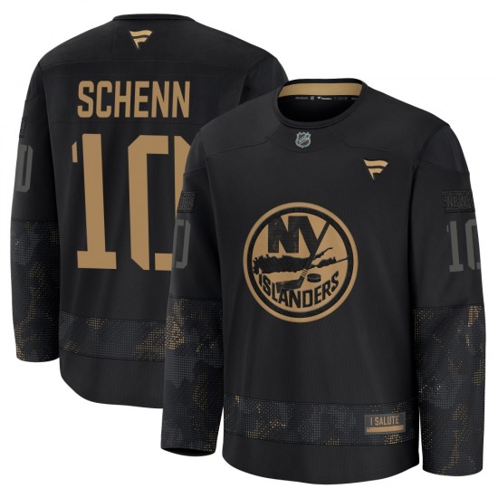 Adult Premium New York Islanders Brayden Schenn Black 2024 Military Appreciation Practice Official Fanatics Jersey