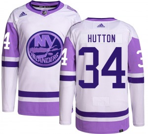 Youth Authentic New York Islanders Grant Hutton Hockey Fights Cancer Official Adidas Jersey