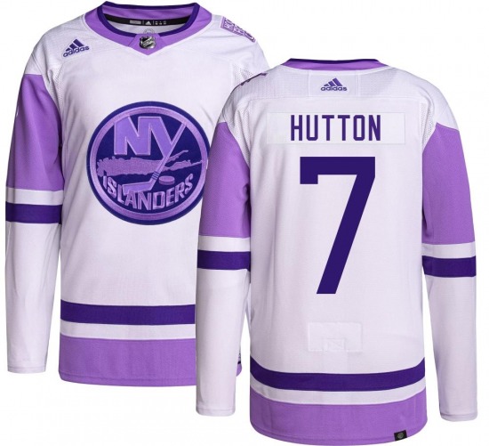 Youth Authentic New York Islanders Grant Hutton Hockey Fights Cancer Official Adidas Jersey