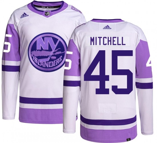 Youth Authentic New York Islanders Travis Mitchell Hockey Fights Cancer Official Adidas Jersey