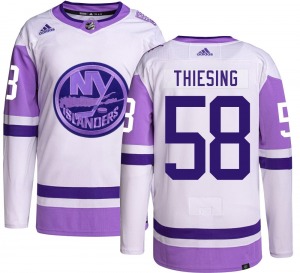 Youth Authentic New York Islanders Camden Thiesing Hockey Fights Cancer Official Adidas Jersey