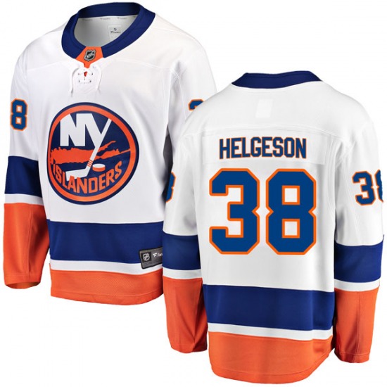 Youth Breakaway New York Islanders Seth Helgeson White Away Official Fanatics Branded Jersey