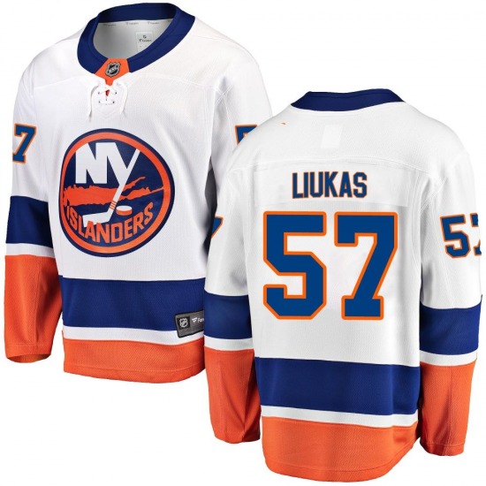 Youth Breakaway New York Islanders Eetu Liukas White Away Official Fanatics Branded Jersey