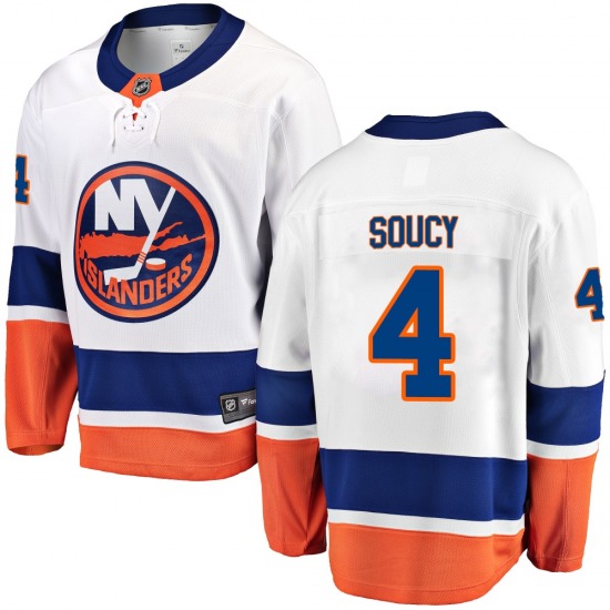 Youth Breakaway New York Islanders Carson Soucy White Away Official Fanatics Branded Jersey