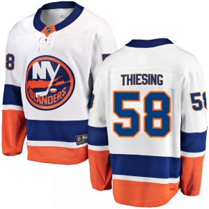 Youth Breakaway New York Islanders Camden Thiesing White Away Official Fanatics Branded Jersey