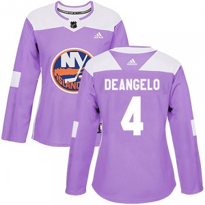 Women's Authentic New York Islanders Tony DeAngelo Purple Fights Cancer Practice Official Adidas Jersey