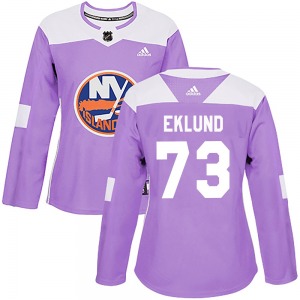 Women's Authentic New York Islanders Victor Eklund Purple Fights Cancer Practice Official Adidas Jersey