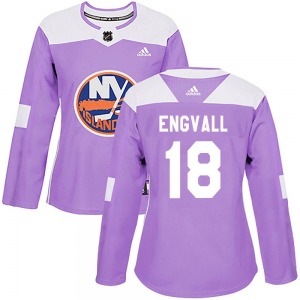 Women's Authentic New York Islanders Pierre Engvall Purple Fights Cancer Practice Official Adidas Jersey