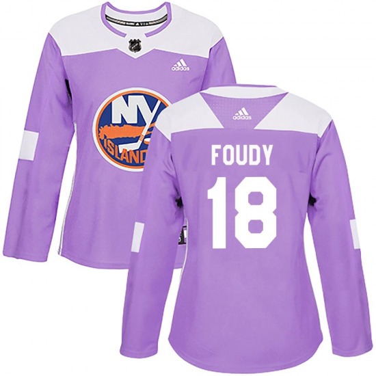 Women's Authentic New York Islanders Liam Foudy Purple Fights Cancer Practice Official Adidas Jersey