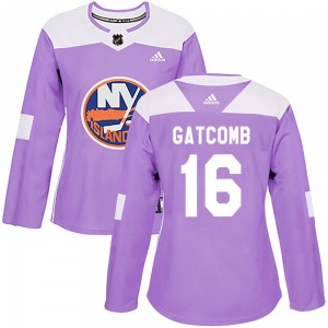 Women's Authentic New York Islanders Marc Gatcomb Purple Fights Cancer Practice Official Adidas Jersey