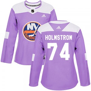 Women's Authentic New York Islanders Simon Holmstrom Purple Fights Cancer Practice Official Adidas Jersey