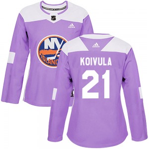 Women's Authentic New York Islanders Otto Koivula Purple Fights Cancer Practice Official Adidas Jersey