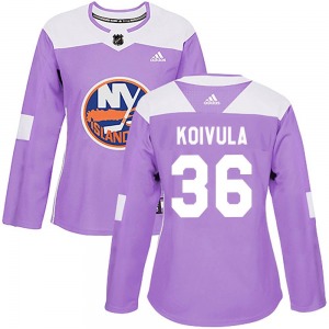 Women's Authentic New York Islanders Otto Koivula Purple Fights Cancer Practice Official Adidas Jersey