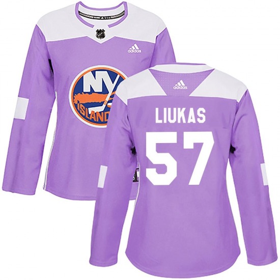 Women's Authentic New York Islanders Eetu Liukas Purple Fights Cancer Practice Official Adidas Jersey