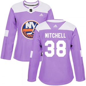 Women's Authentic New York Islanders Travis Mitchell Purple Fights Cancer Practice Official Adidas Jersey