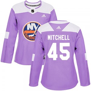 Women's Authentic New York Islanders Travis Mitchell Purple Fights Cancer Practice Official Adidas Jersey