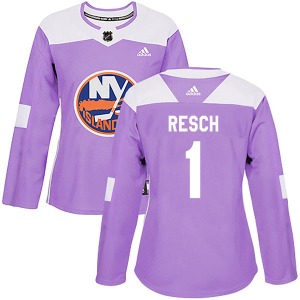 Women's Authentic New York Islanders Glenn Resch Purple Fights Cancer Practice Official Adidas Jersey