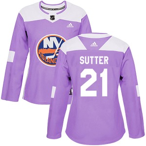 Women's Authentic New York Islanders Brent Sutter Purple Fights Cancer Practice Official Adidas Jersey