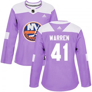 Women's Authentic New York Islanders Marshall Warren Purple Fights Cancer Practice Official Adidas Jersey