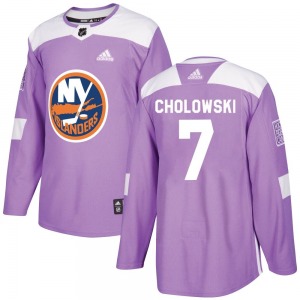 Adult Authentic New York Islanders Dennis Cholowski Purple Fights Cancer Practice Official Adidas Jersey