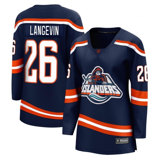 Women's Breakaway New York Islanders Dave Langevin Navy Special Edition 2.0 Official Fanatics Branded Jersey