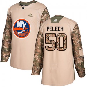 Adult Authentic New York Islanders Adam Pelech Camo Veterans Day Practice Official Adidas Jersey