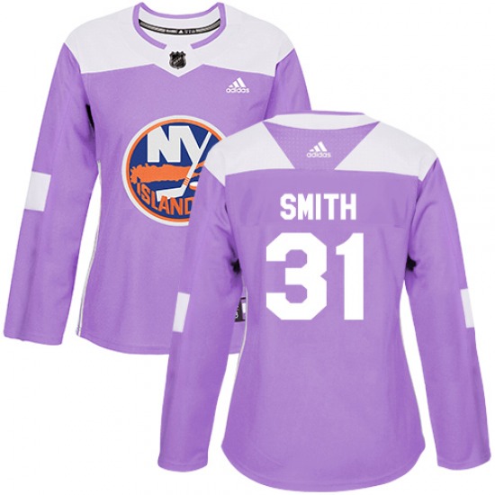Women's Authentic New York Islanders Billy Smith Purple Fights Cancer Practice Official Adidas Jersey
