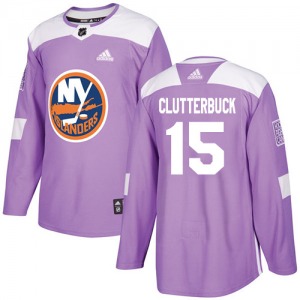 Adult Authentic New York Islanders Cal Clutterbuck Purple Fights Cancer Practice Official Adidas Jersey