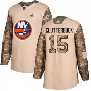 Youth Authentic New York Islanders Cal Clutterbuck Camo Veterans Day Practice Official Adidas Jersey