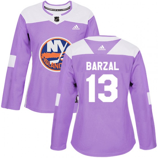 Women's Authentic New York Islanders Mathew Barzal Purple Fights Cancer Practice Official Adidas Jersey