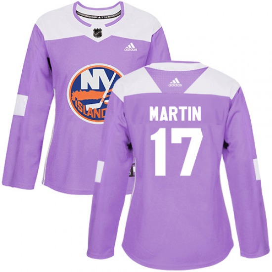 Women's Authentic New York Islanders Matt Martin Purple Fights Cancer Practice Official Adidas Jersey