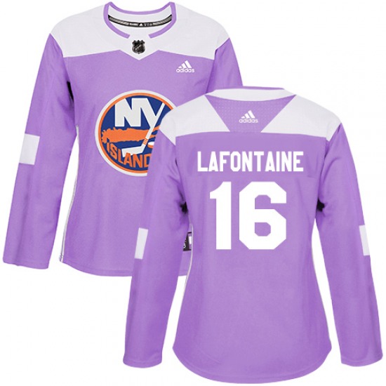 Women's Authentic New York Islanders Pat LaFontaine Purple Fights Cancer Practice Official Adidas Jersey