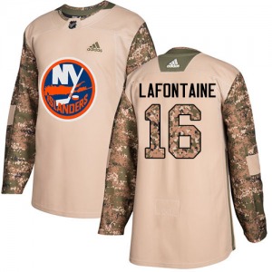Adult Authentic New York Islanders Pat LaFontaine Camo Veterans Day Practice Official Adidas Jersey