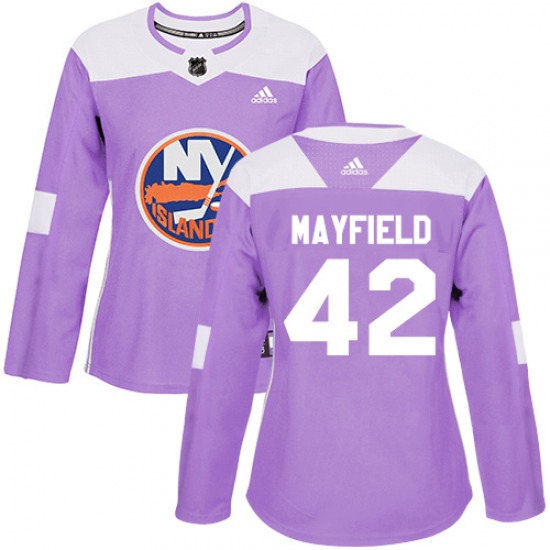 Women's Authentic New York Islanders Scott Mayfield Purple Fights Cancer Practice Official Adidas Jersey